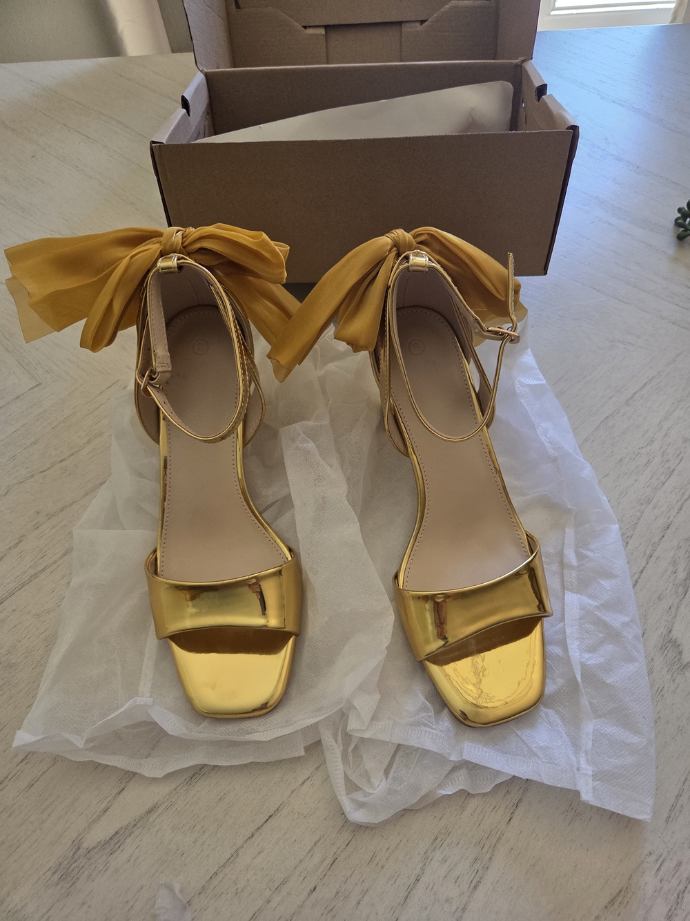 Coutgo Women's Heeled Sandals - Gold, Size 8